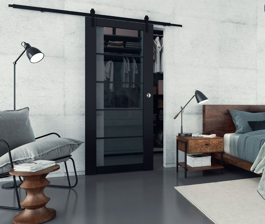 Drzwi przesuwne w wariancie z widoczną prowadnicą