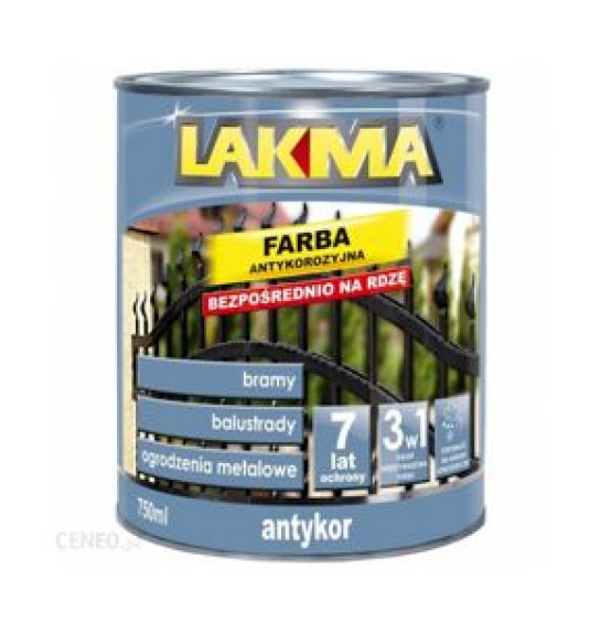 Lakma ANTYKOR, farba antykorozyjna 3 w 1, kolor zielony młotkowy, 0,75 l