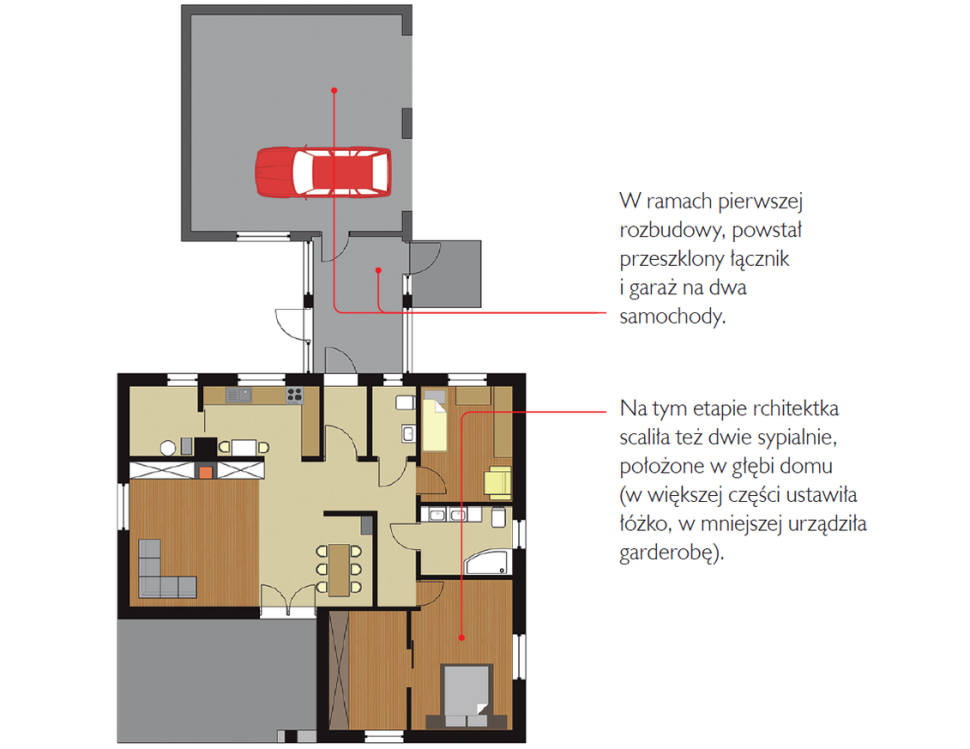 Rzut parteru po pierwszej modernizacji