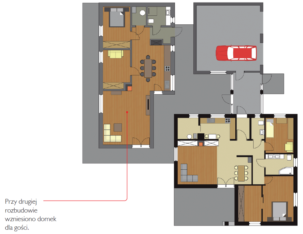Rzut parteru z domkiem gościnnym