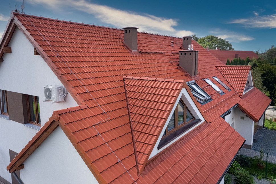 Dach pokryty dachówką betonową