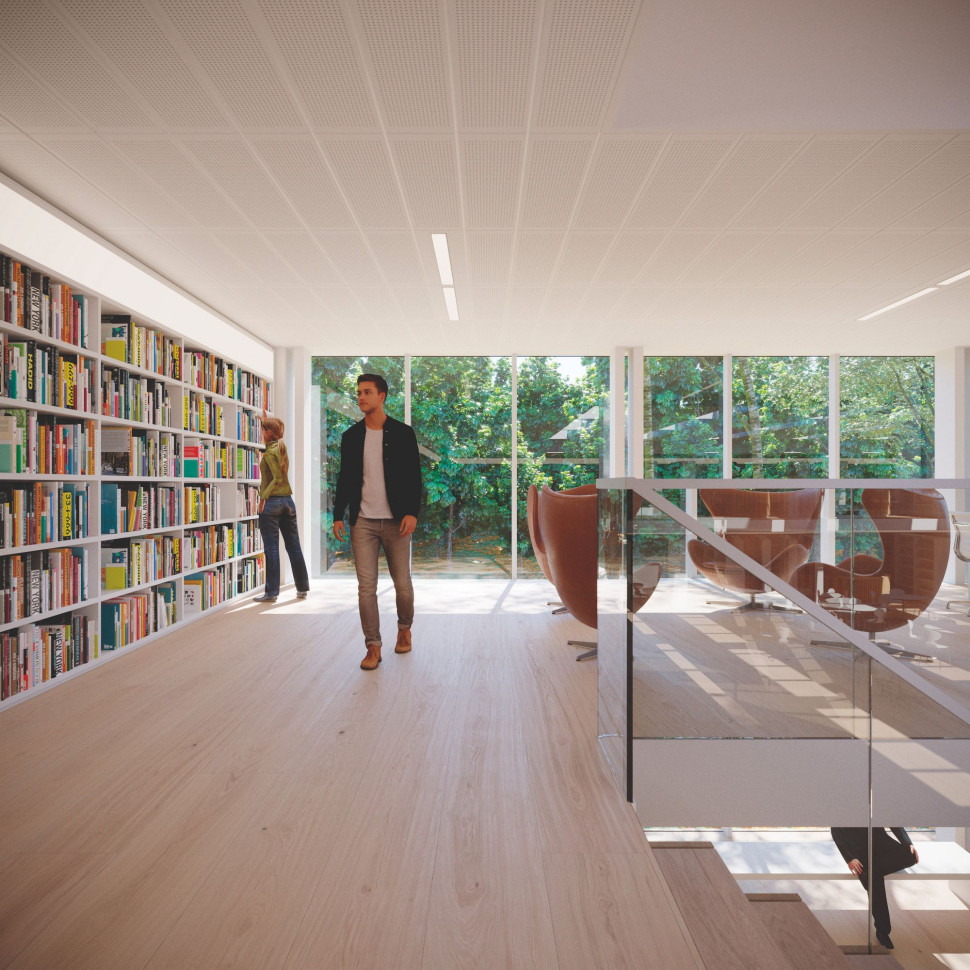 Sufit podwieszany Rigips Gyptone w bibliotece