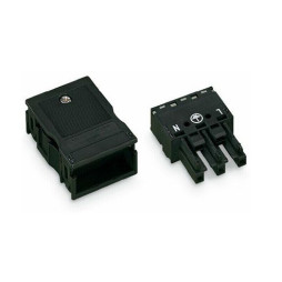 Gniazdo 3-torowe z obudową odciążającą naciąg WINSTA czarne