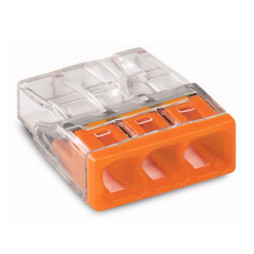 Złączka do puszek instalacyjnych 3x2, 5mm² przeźroczysto-pomarańczowa