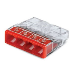 Złączka do puszek instalacyjnych 4x2, 5 mm² przeźroczysto-czerwona