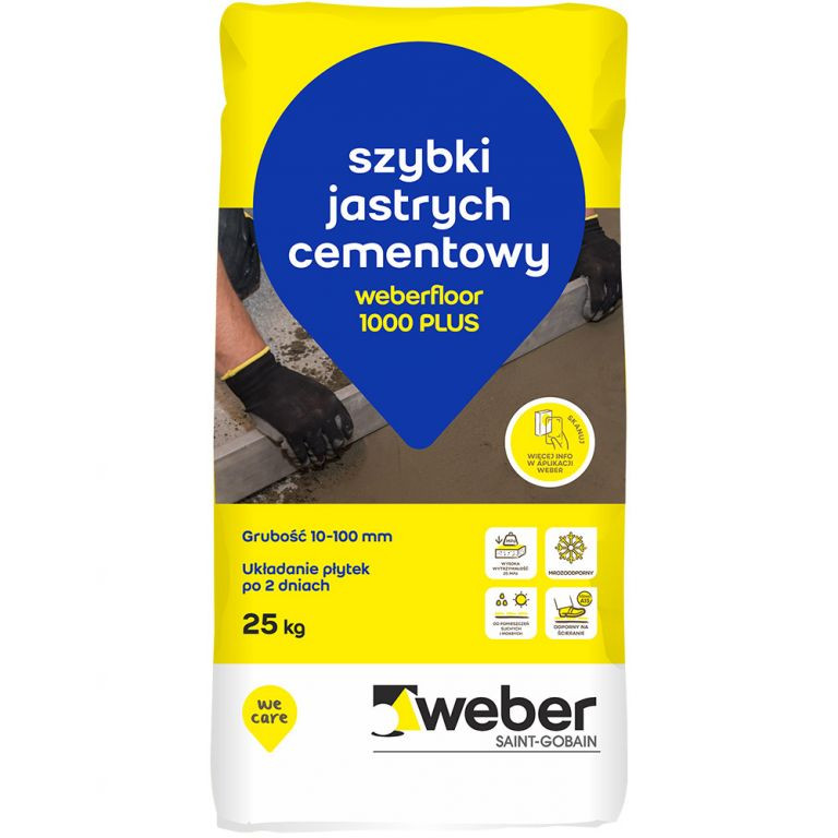 Szybki jastrych cementowy weberfloor 1000 Plus