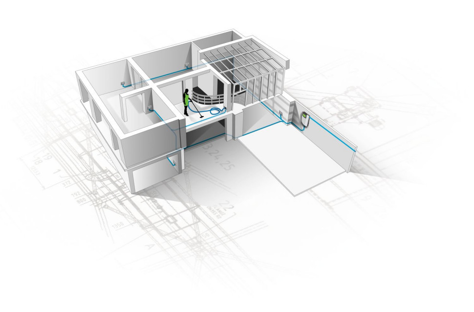 Schemat instalacji centralnego odkurzania