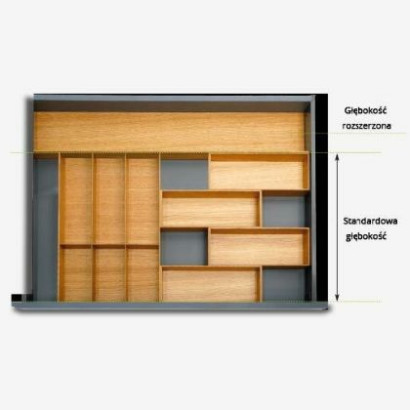 Wypełnienie szuflady do głębokości 550-650 mm/ 600x150x49 mm