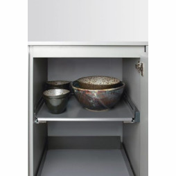 EXTENDO Libell 400 z prowadnicami z listwą/ szara - wysuwana półka do każdego rodzaju szafki