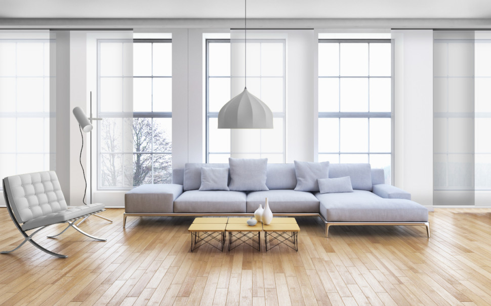 Zasłony panelowe Panel Track w salonie