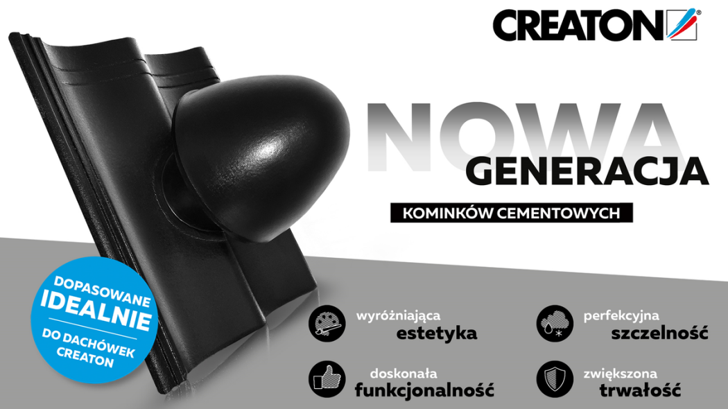 Nowa generacja cementowych dachówek kominkowych Ø 100 mm marki CREATON