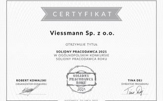 Viessmann z nagrodą Solidny Pracodawca 2021