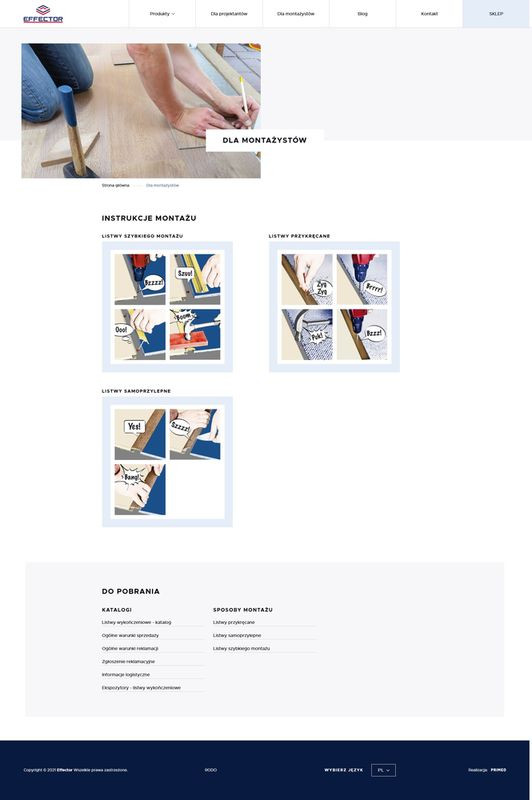 Wygląd nowej strony Effector dedykowanej listwom wykończeniowym