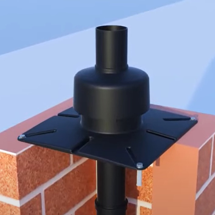 Drugi etap montażu wkładu kominowego w szachcie kominowym