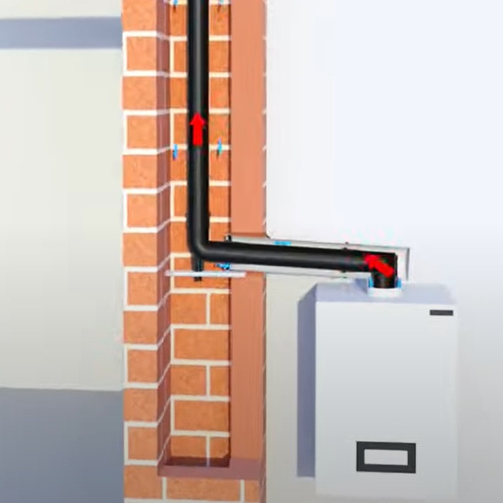 Trzeci etap montażu wkładu kominowego w szachcie kominowym