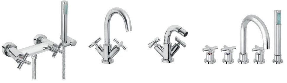 Baterie ścienna prysznicowa, umywalkowa, bidetowa, wannowa mieszająca 5cio-otworowa – SERIA JAWA