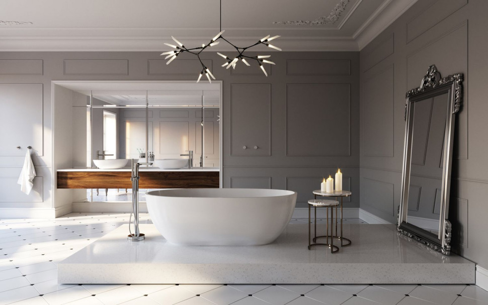 Łazienka z wanną w stylu glamour