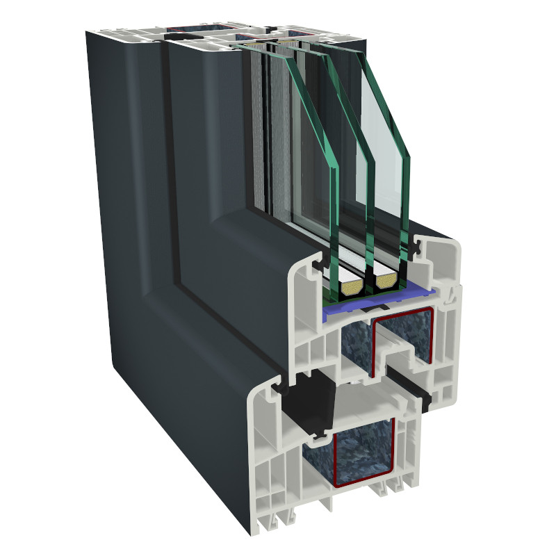 Przekrój okna w systemie aMORE od AWILUX 