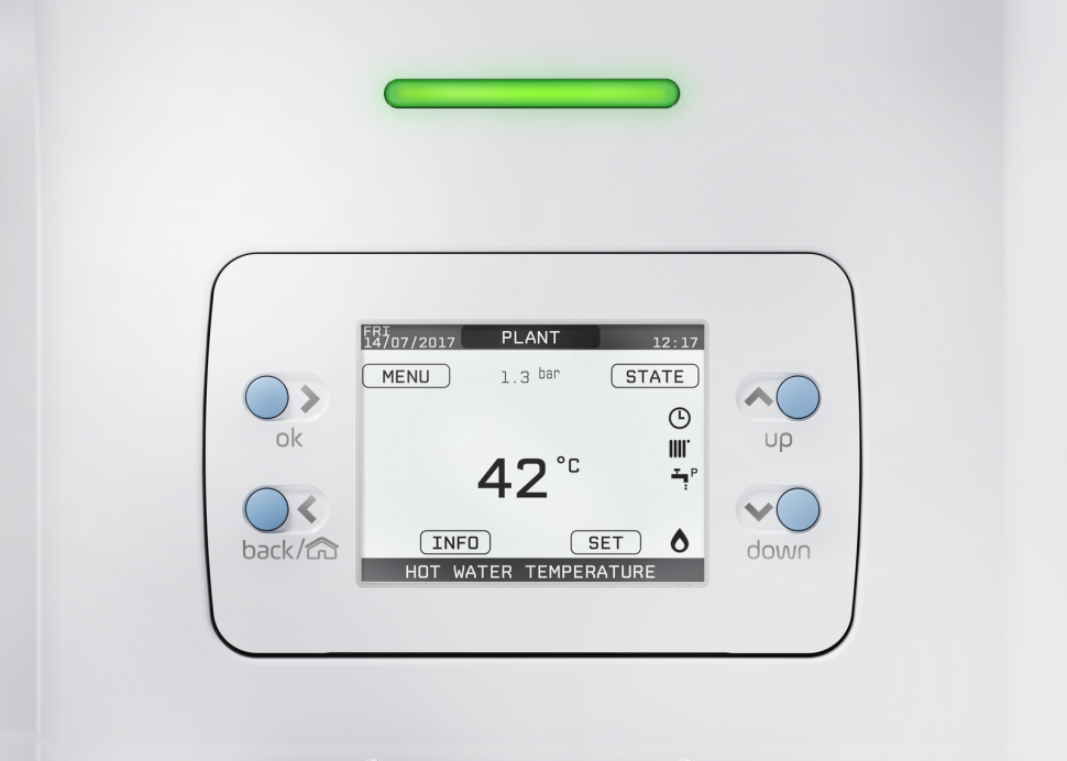 Kocioł wiszący Exclusive ma przyjazny dla użytkownika panel sterowania