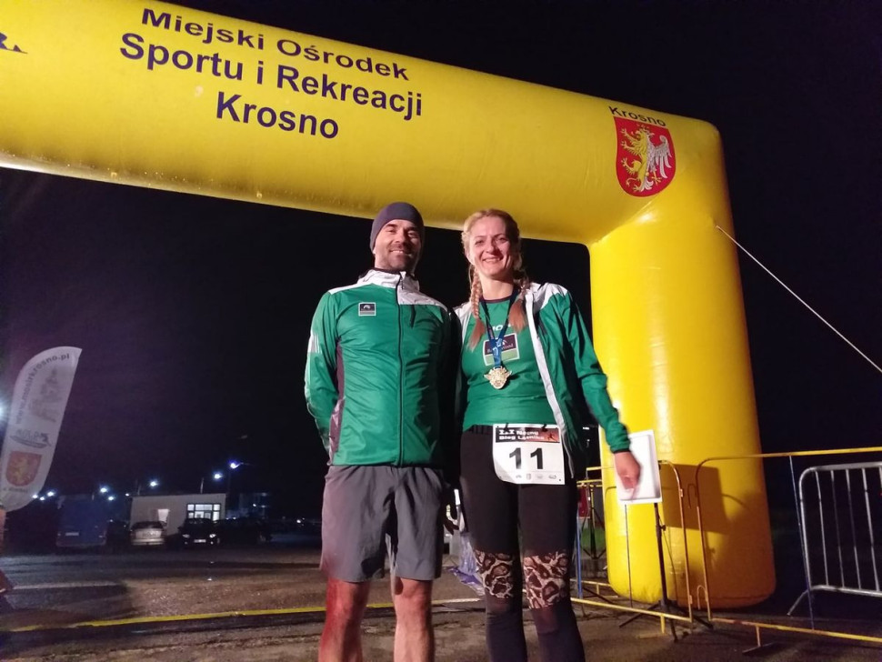 Paweł Gazda i Iwona Bródka - uczestnicy III Nocnego Biegu Lotnika