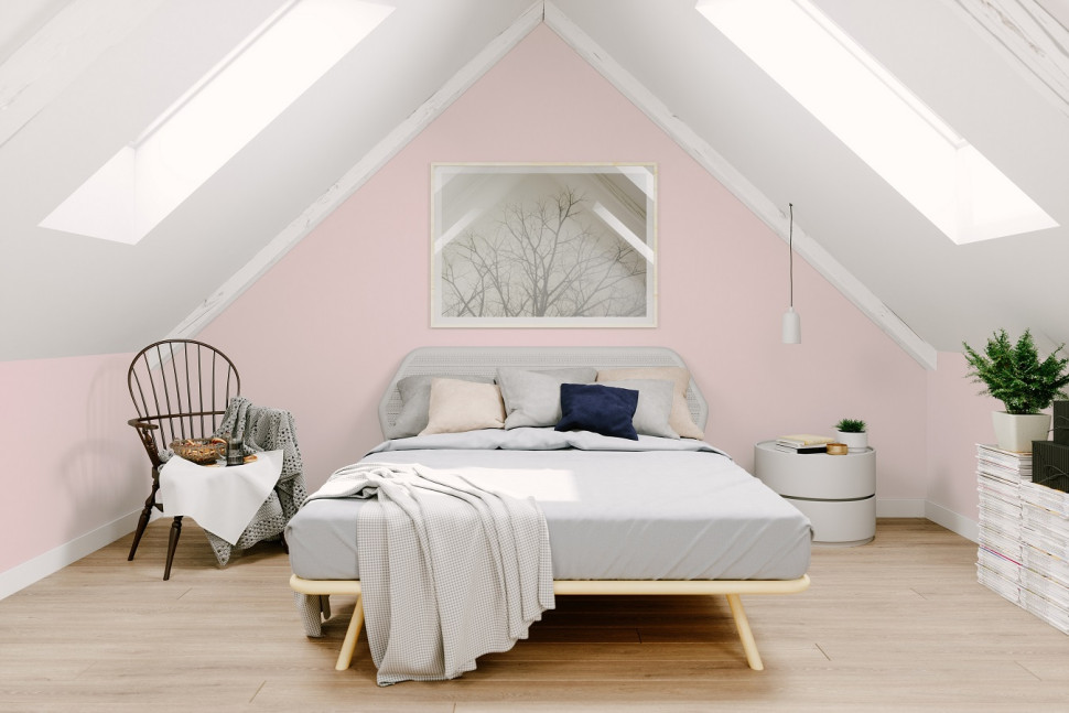 Subtelny odcień Ballet z palety Beckers Designer Collection w sypialni