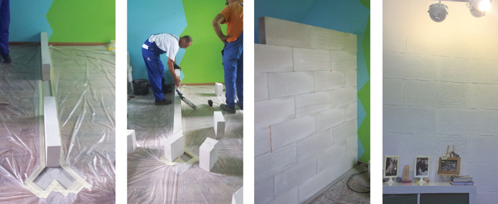 Wznoszenie ściany działowej - murowanej z bloczków betonu komórkowego