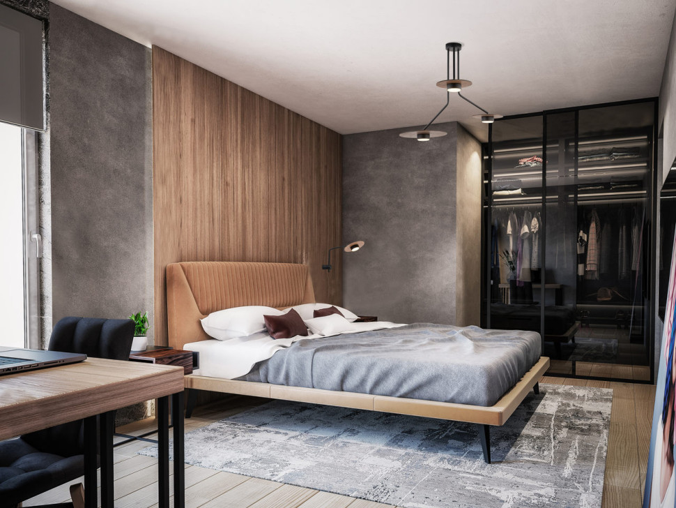 Lampa z kolekcji DISK w sypialni