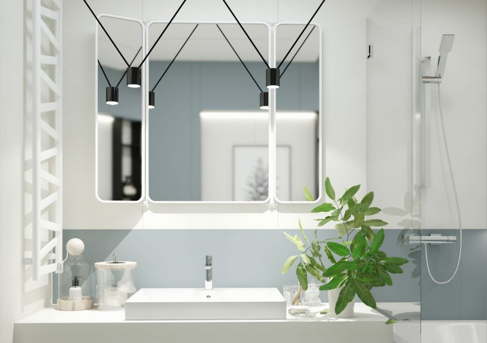 Łazienkowe lustro dzielone na trzy panele