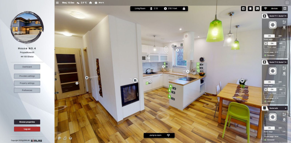 Aplikacja SIM-ON w wynajmowanym apartamencie