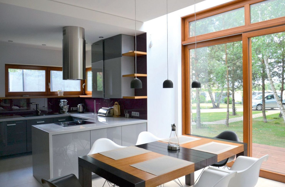 Nowoczesna kuchnia z jadalnią