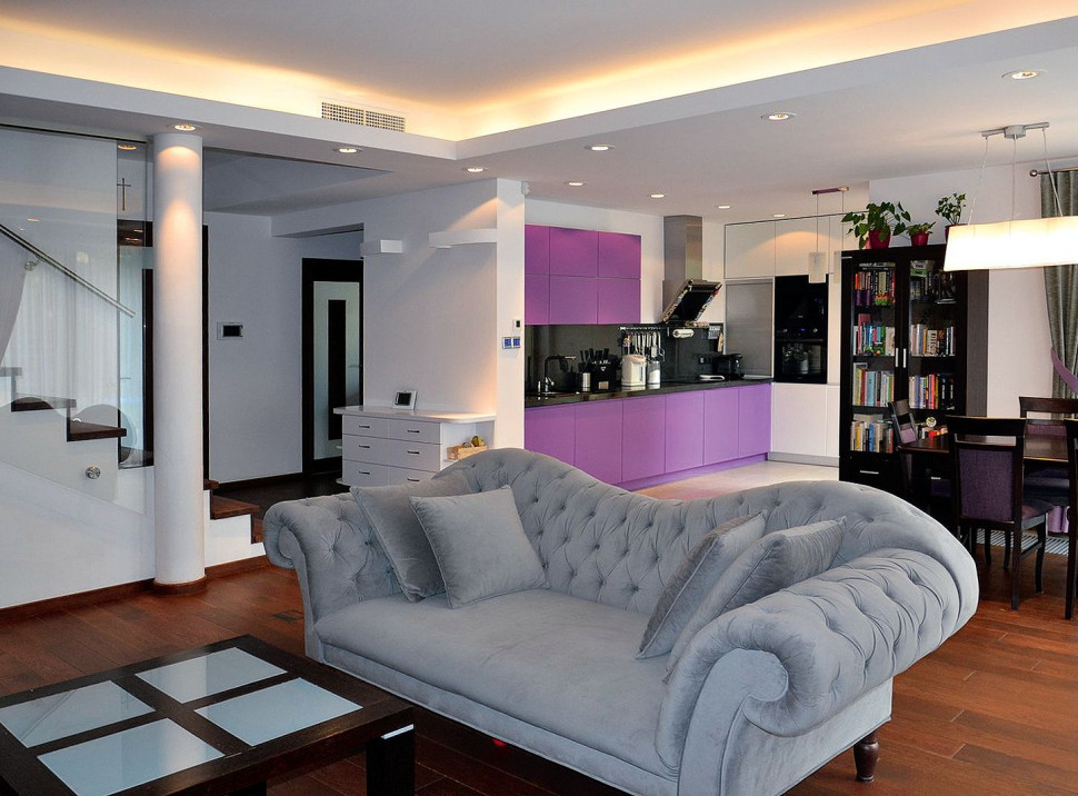 Salon połączony z kuchnią i jadalnią