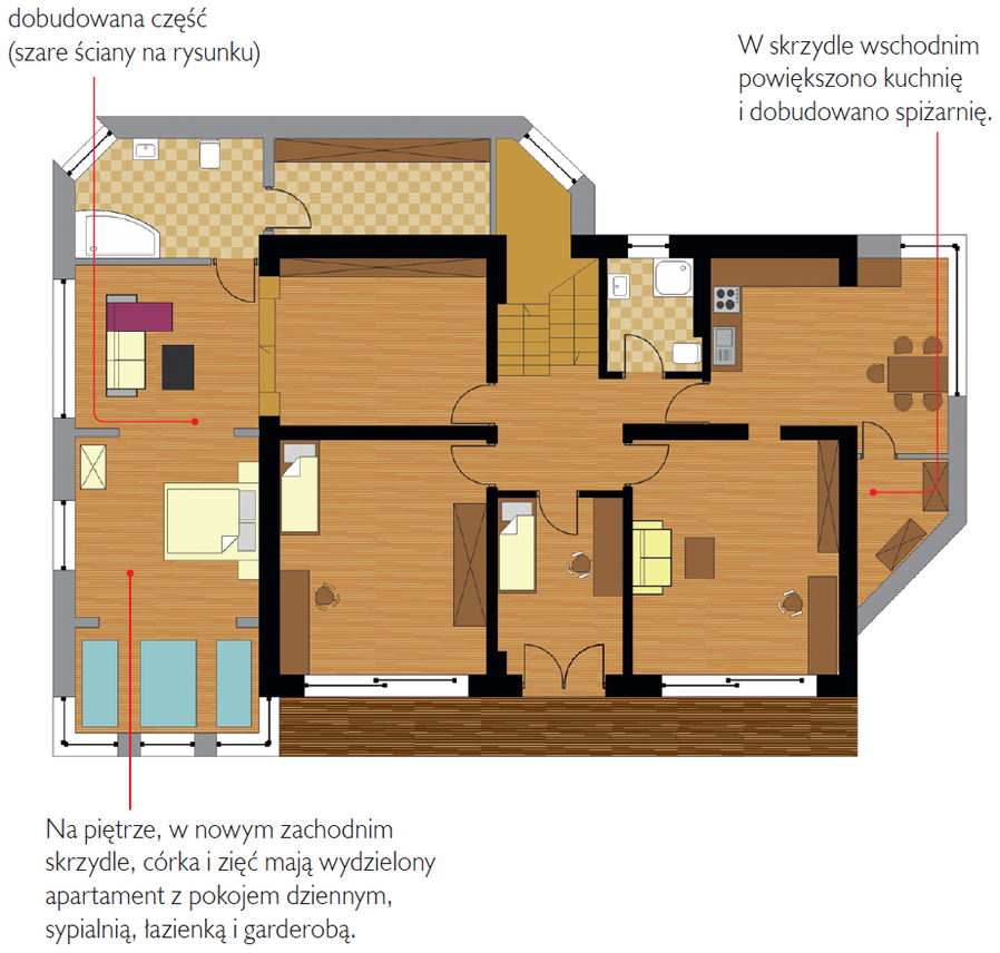 Rzut piętra po rozbudowie
