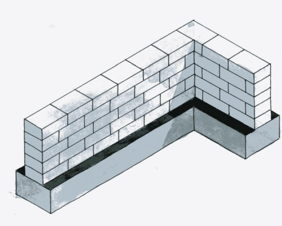 Ściana z pełnych bloczków betonowych