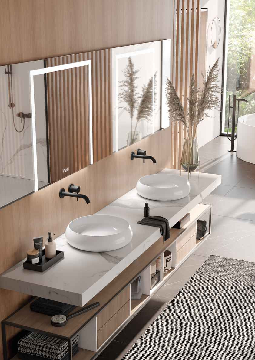 Ścienna bateria umywalkowa z serii KLUDI BOZZ w wersji BLACK