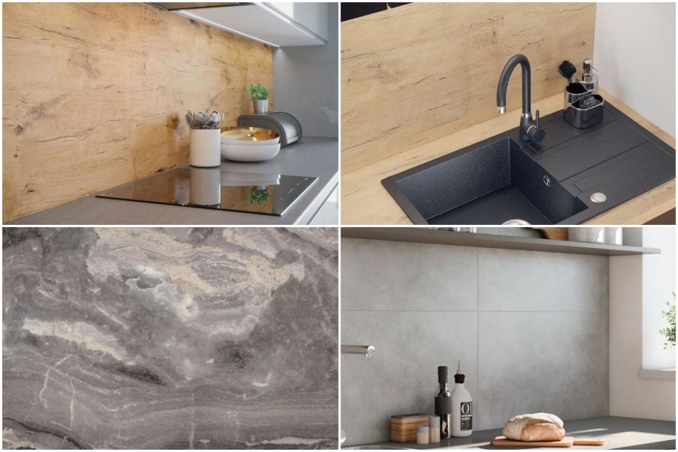 Panele z płyt wiórowych imitujące drewno, kamień, beton