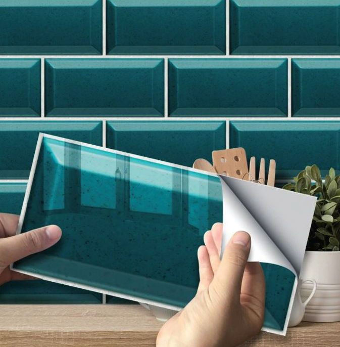 Okleiny samoprzylepne w formatach naśladujących wielkość płytek ceramicznych - zielone