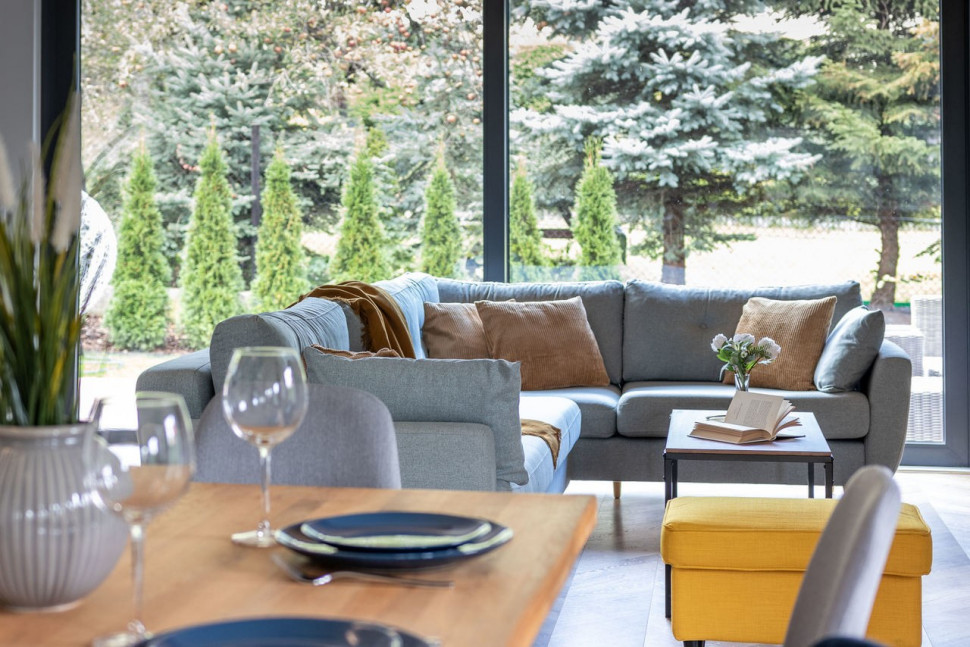 Salon z widokiem na ogród