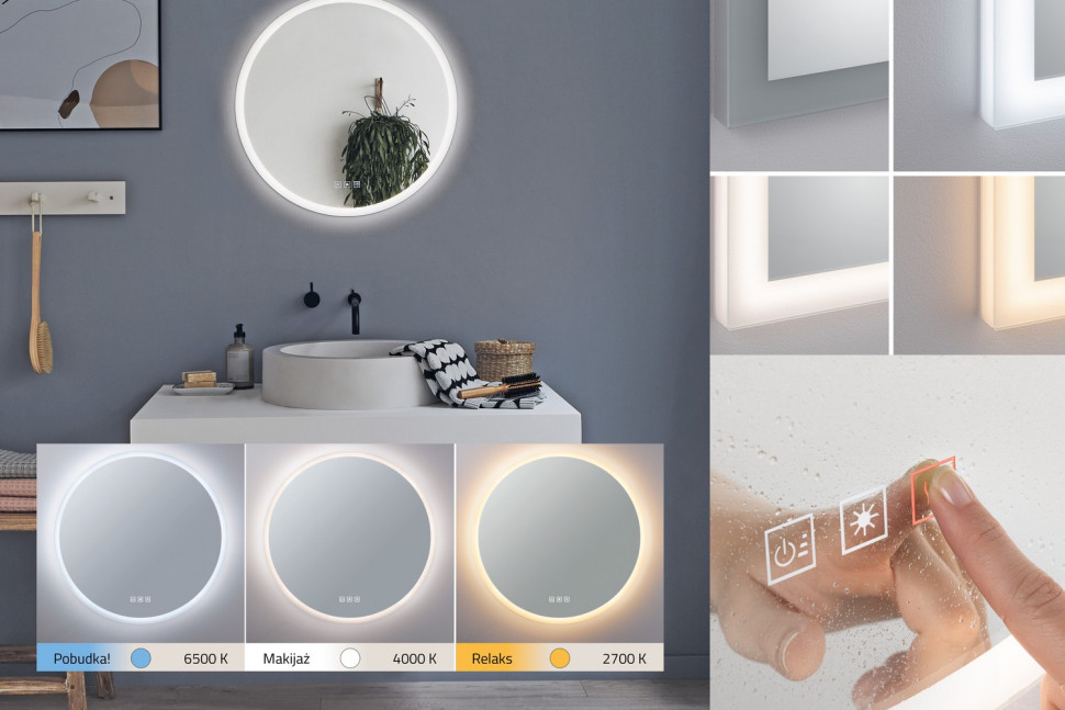 Innowacyjne Lustro Mirra marki Paulmann ze względu na ochronę przed zachlapaniem idealnie nadaje się do zastosowania w łazience lub wilgotnym pomieszczeniu. Wbudowana funkcja ogrzewania sprawia, że lustro nie będzie zaparowane po kąpieli!