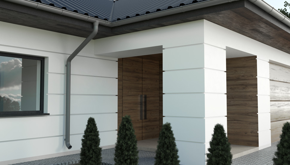 Budynek jednorodzinny - elewacja z użyciem listwy BP11 HTS Bella Plast