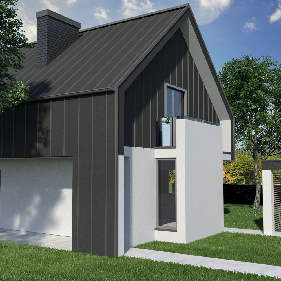 Budynek jednorodzinny - elewacja z użyciem listwy BP19 Bella Plast