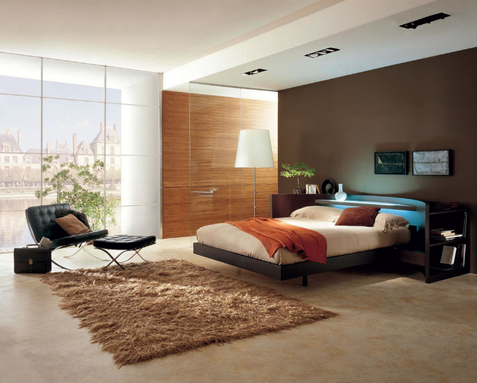 Ciemnobrązowa ściana w sypialni