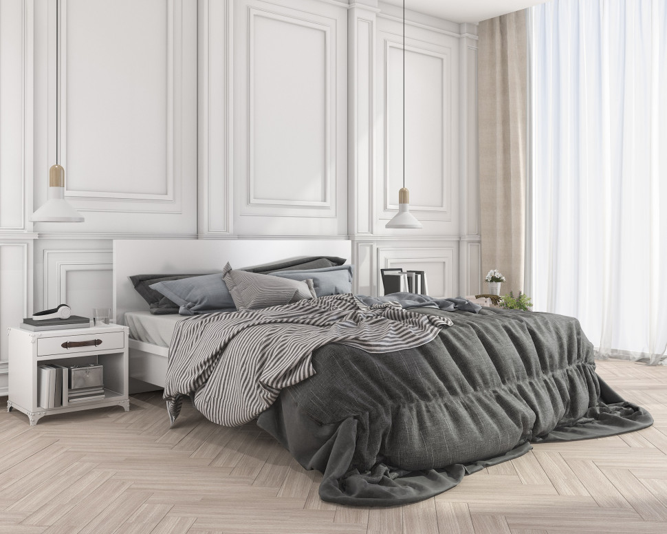 Sztukateria na ścianie w sypialni