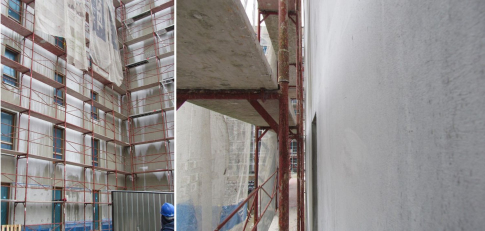 Warstwa bazowa pokryta białym nalotem, fot. Dryvit Systems USA (Europe)