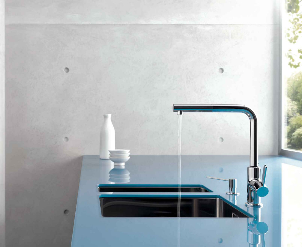 Bateria Kludi L-ine S z wyciąganą wylewką