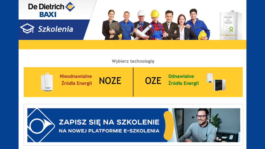 Platforma E-Szkolenia BDR Thermea Poland dla instalatorów - prezentacja urządzeń grzewczych De Dietrich i Baxi