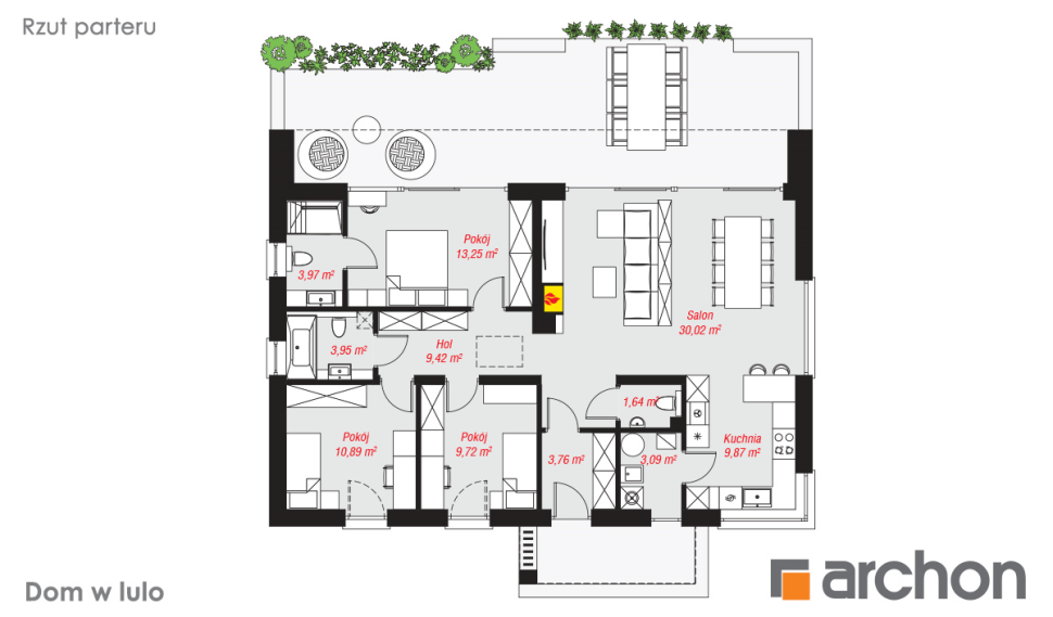 Projekt domu Dom w lulo - rzut parteru