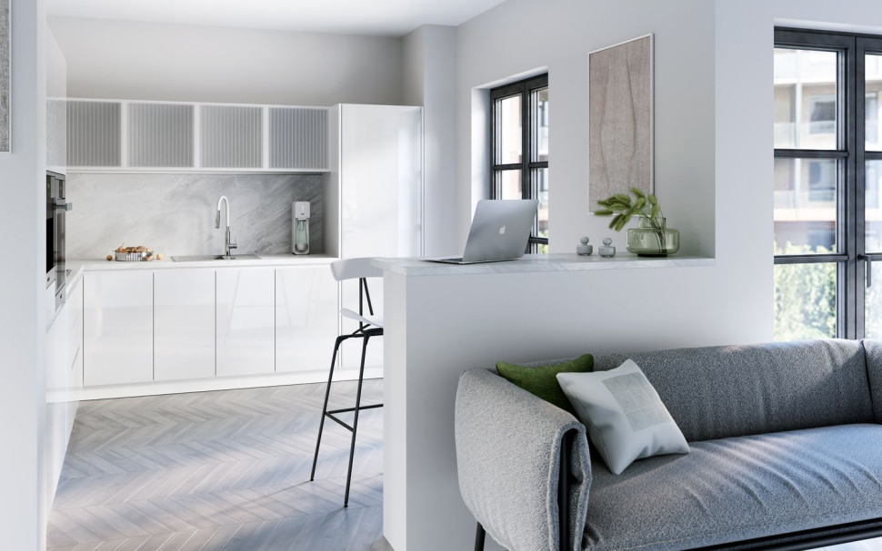 Aranżacja z baterią Zumba Slim 2F i zlewozmywakiem Mezzo II