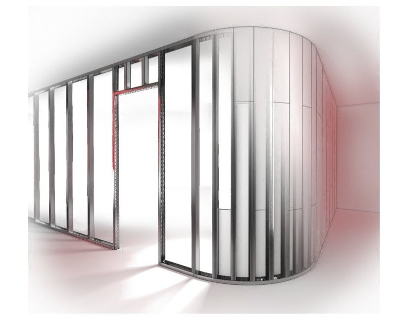 Ściana na profilu łukowym z zastosowaniem profilu UA