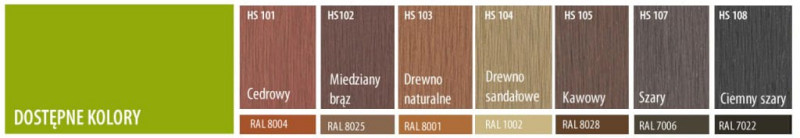 Dostępne kolory ogrodzeń z desek kompozytowych