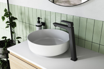 VITTO BLACK VERDELINE - bateria umywalkowa stojąca nablatowa